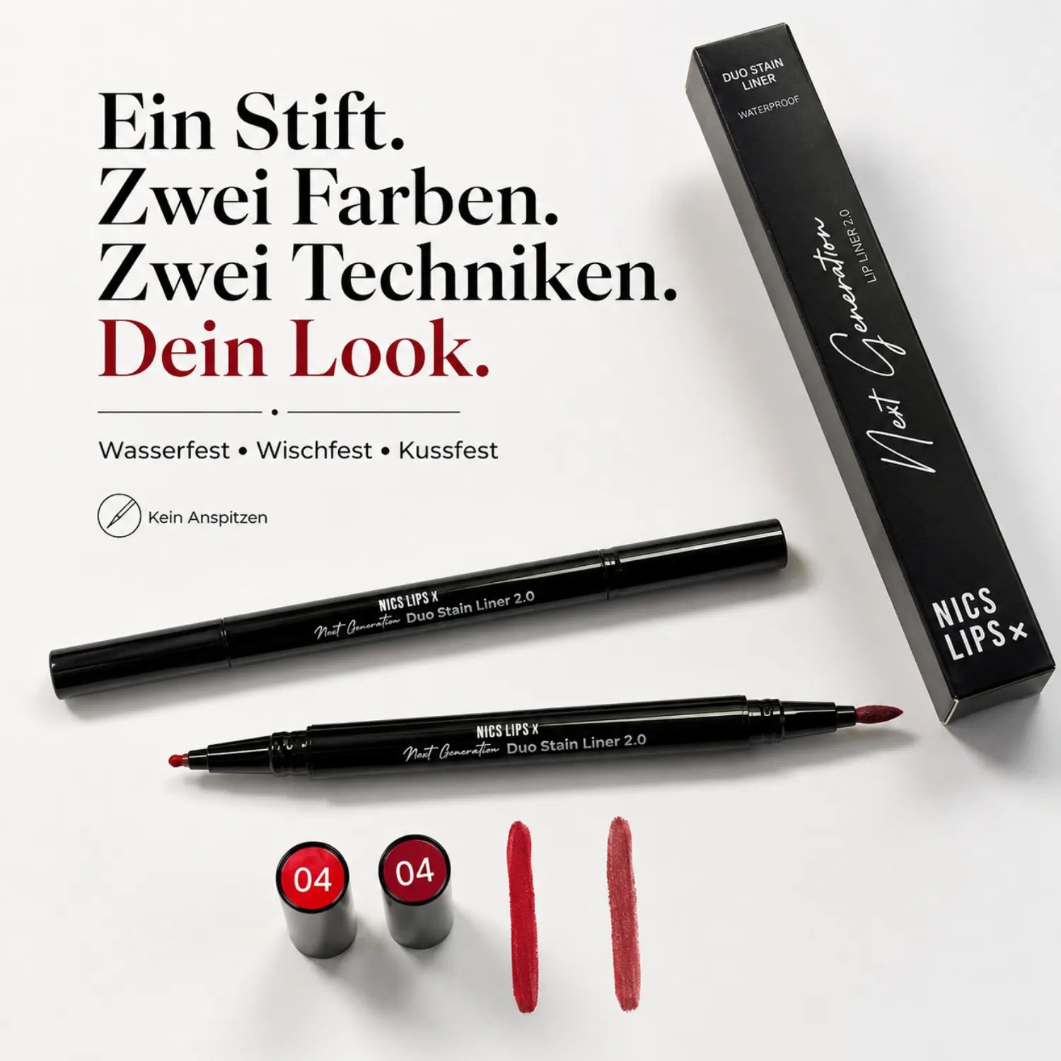 NICS LIPS X Duo Stain Liner 2.0 | Lip Liner & Stain mit 2 Farben | Für Kontur, Ombré & Full Lips