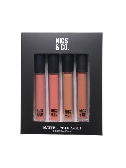 NICS & CO. Matte Lipstick-Set 4 Farben, 2 Nuancen