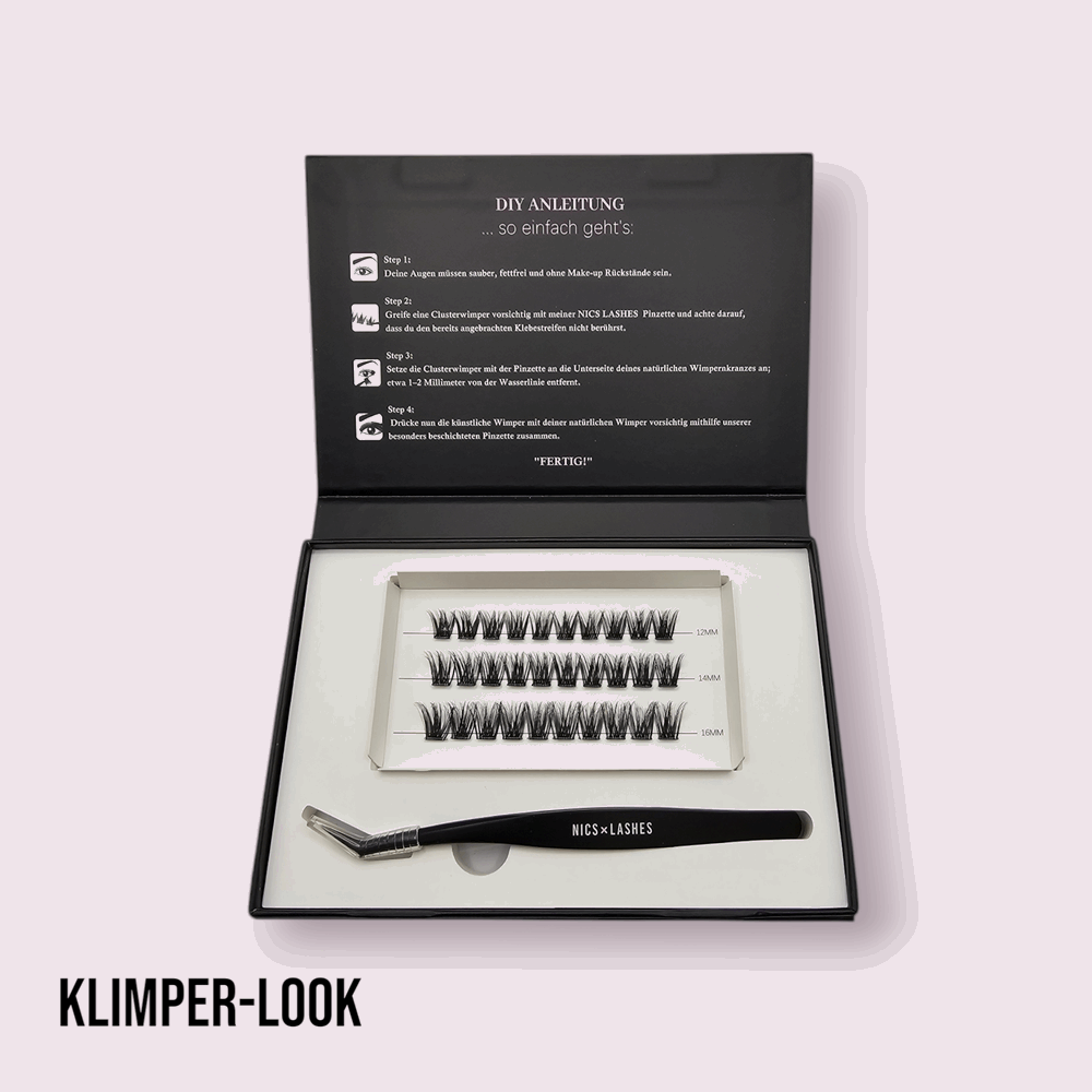 "KLIMPER-LOOK" DIY-Wimpern inkl. Pinzette selbstklebend u. bandlos