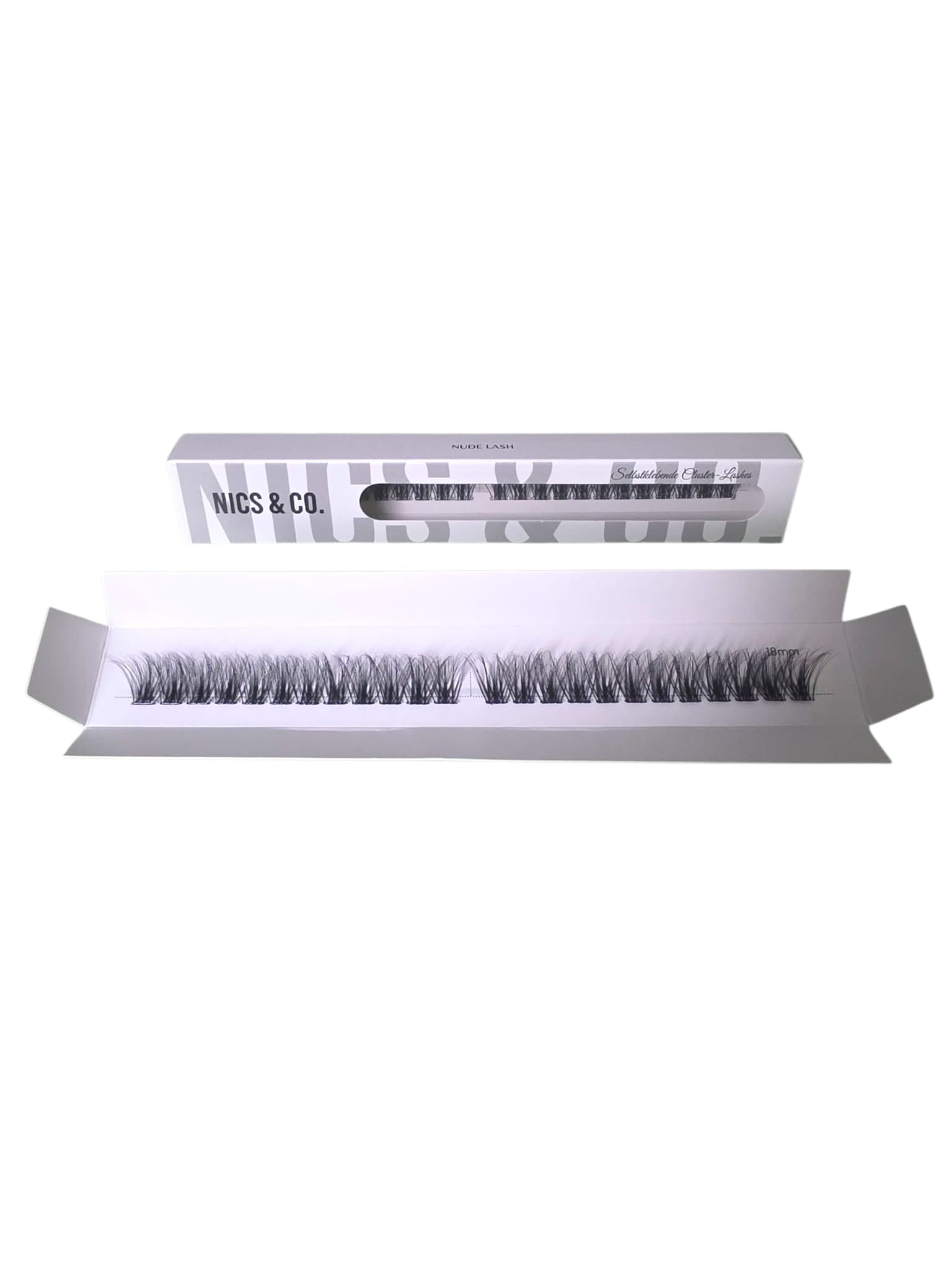 NICS & LASHES – Nude Lash - Selbstklebende, bandlose Nachfüll-Box inklusive Versiegler (eine Länge, ca. 24 Segmente)